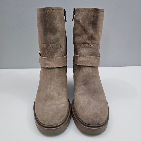 NEW Dolce Vita Camros Ankle Boot Size 8 Truffle Suede Block Heel Harness Western - Picture 5 of 15